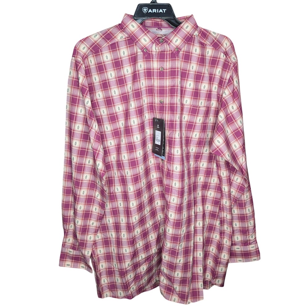 Ariat Pro Series Seamus Shirt Men's XL Tall Terra Rouge Plaid Western NWT